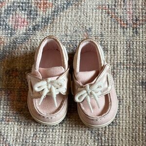 Sperry Pink Baby Boat Shoes with White Laces